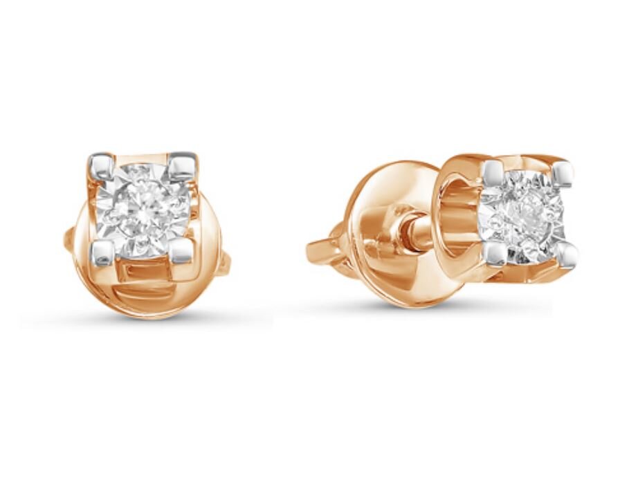 Ювелирное изделие - Серьги из красного золота с бриллиантами в магазине Best-Gold 155525