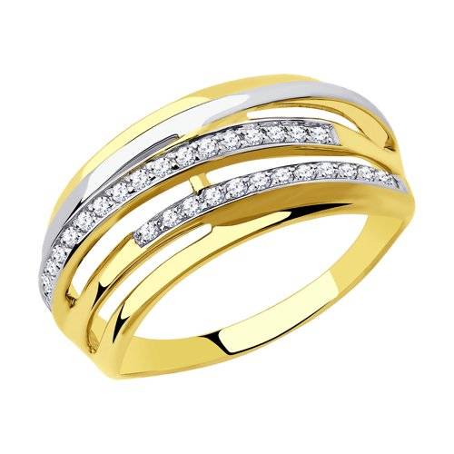 Ювелирное изделие - Кольцо из желтого золота с фианитами в магазине Best-Gold 038533