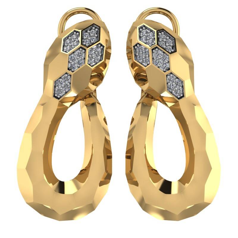 Ювелирное изделие - Серьги из жёлтого золота с фианитами в магазине Best-Gold 034039