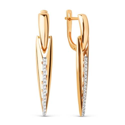 Ювелирное изделие - Серьги из красного золота с фианитами в магазине Best-Gold 129081
