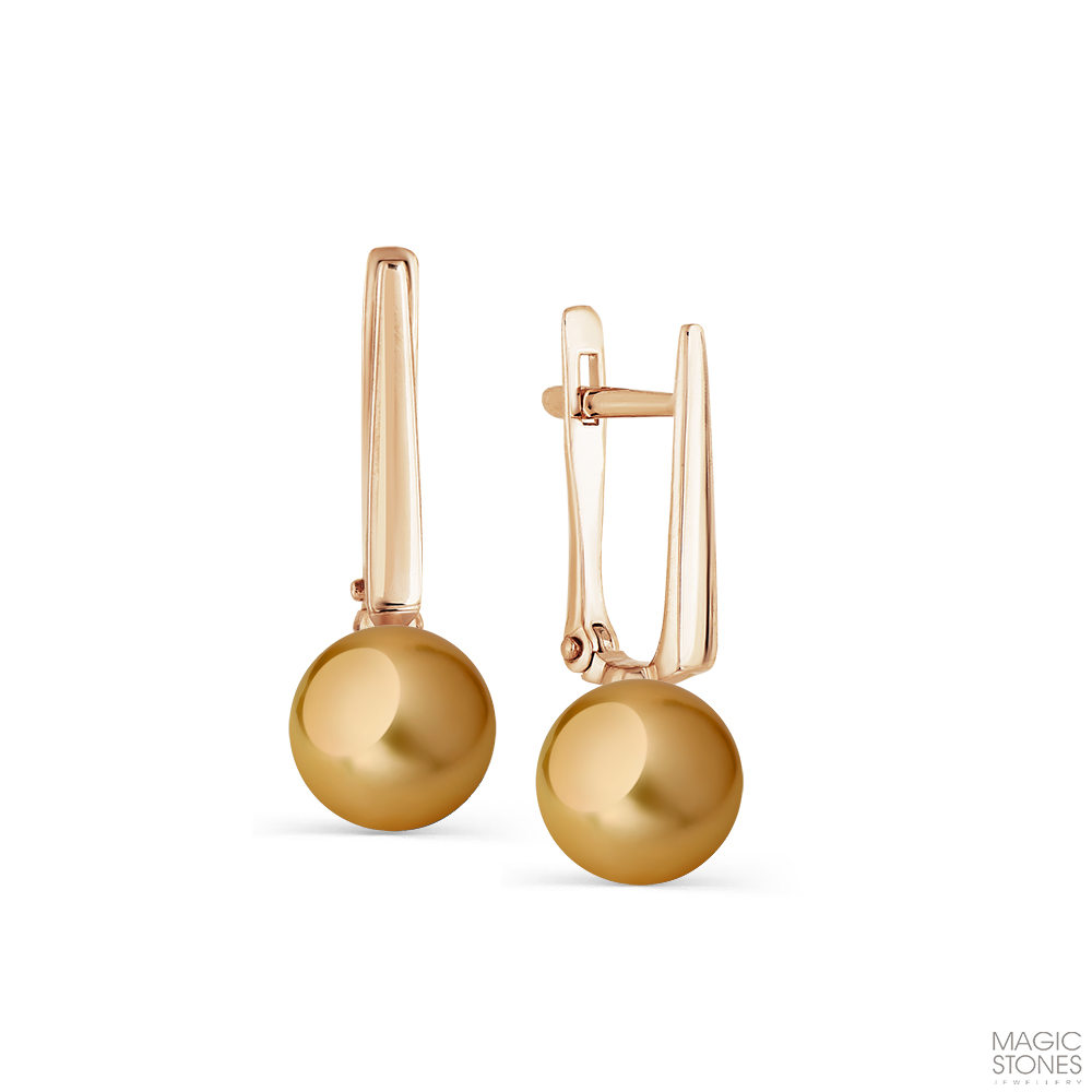 Ювелирное изделие - Серьги из красного золота с жемчугом в магазине Best-Gold 153024