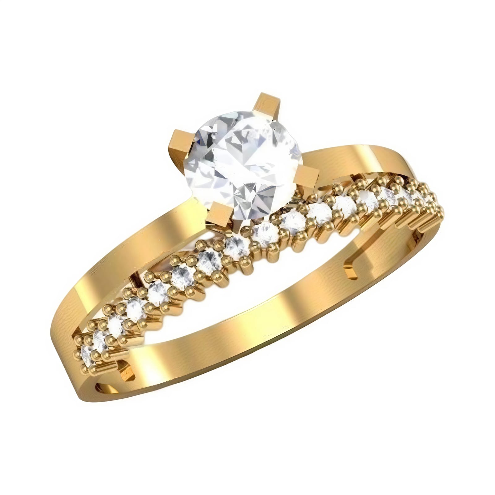 Ювелирное изделие - Кольцо из жёлтого золота с фианитами в магазине Best-Gold 003661