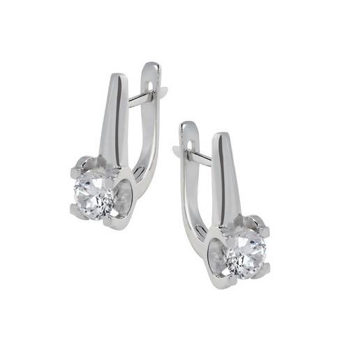 Ювелирное изделие - Серьги из белого золота с кристаллом Swarovski в магазине Best-Gold 072413