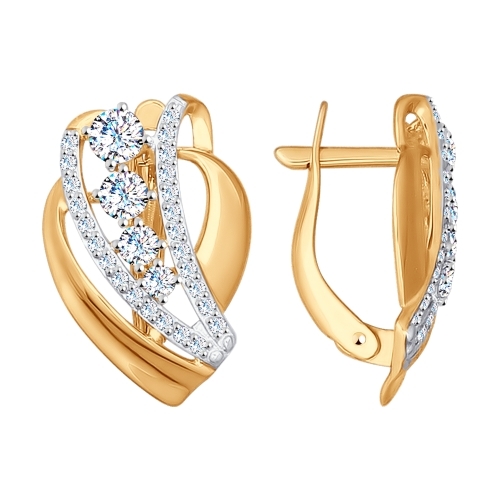 Ювелирное изделие - Серьги из красного золота с фианитами в магазине Best-Gold 022428