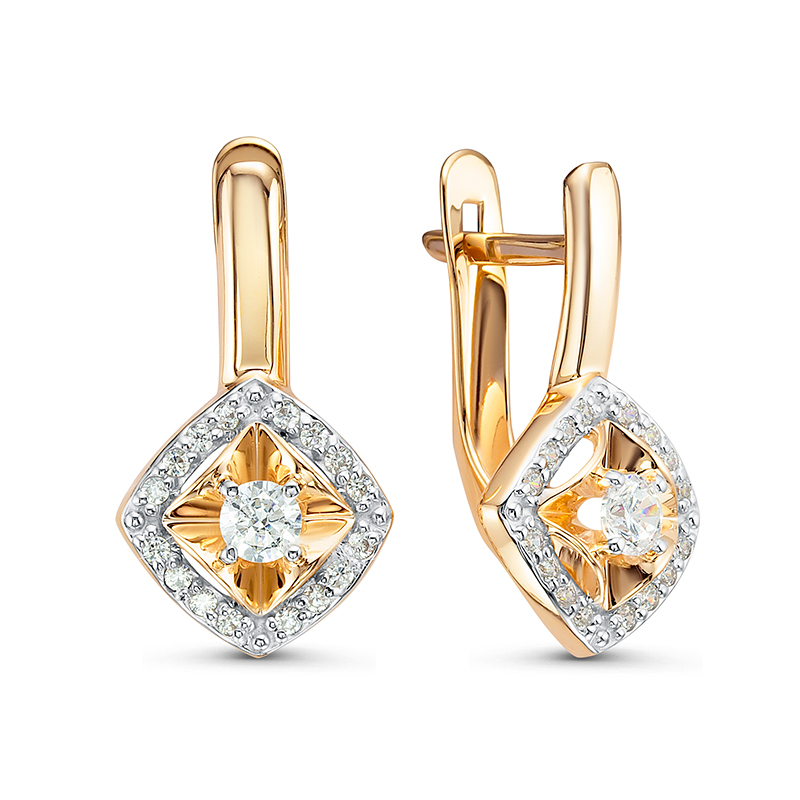Ювелирное изделие - Серьги из красного золота с фианитами в магазине Best-Gold 133090