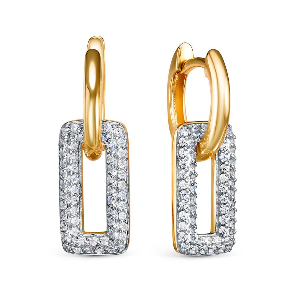 Ювелирное изделие - Серьги из желтого золота с фианитами в магазине Best-Gold 130992