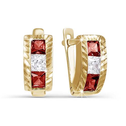 Ювелирное изделие - Серьги из красного золота с фианитами в магазине Best-Gold 103645