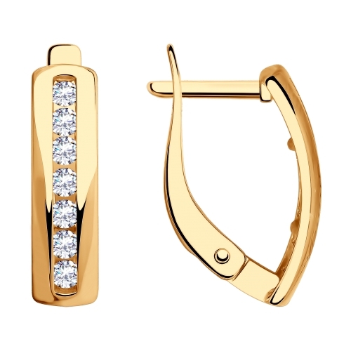 Ювелирное изделие - Серьги из красного золота с фианитами в магазине Best-Gold 008745