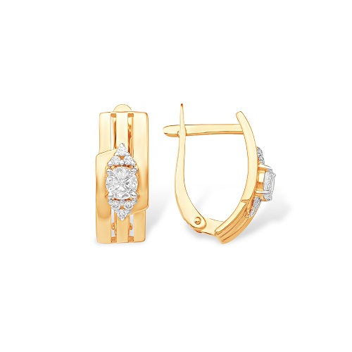 Ювелирное изделие - Серьги из красного золота с фианитами в магазине Best-Gold 049158
