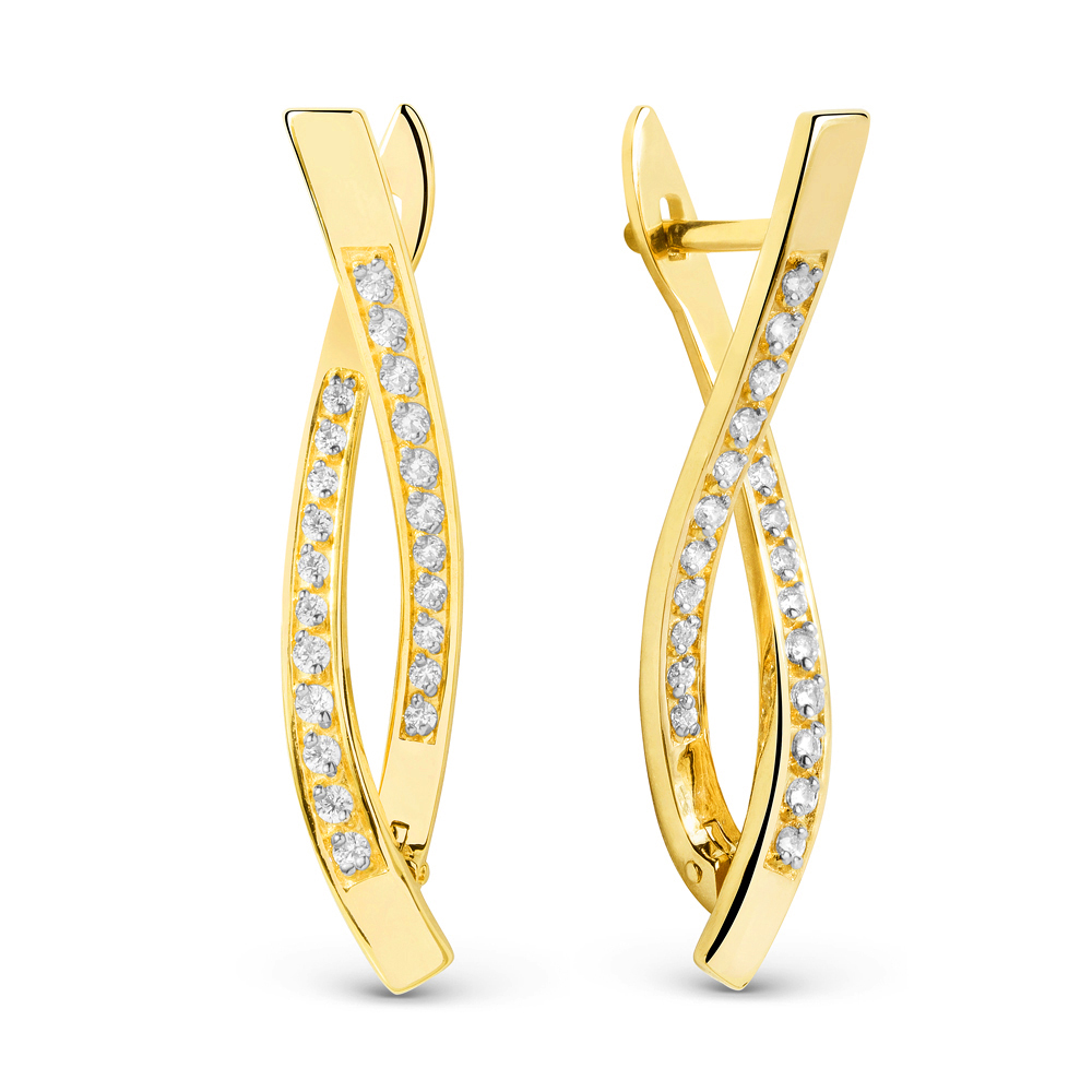 Ювелирное изделие - Серьги из жёлтого золота с фианитами в магазине Best-Gold 105722