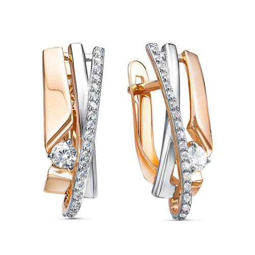 Ювелирное изделие - Серьги из красного золота с фианитами в магазине Best-Gold 029877